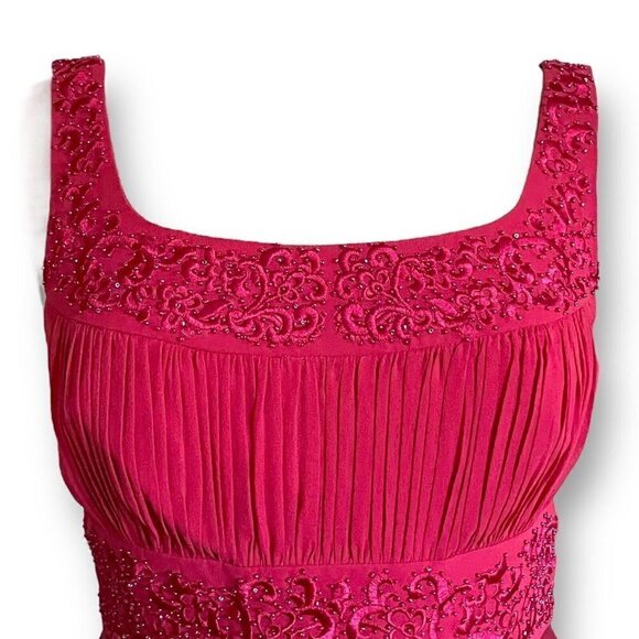 Talbots Womens Dress Set Sz 6 Red Silk Beaded Embroidered Sheath Bolero Jacket - Picture 9 of 14